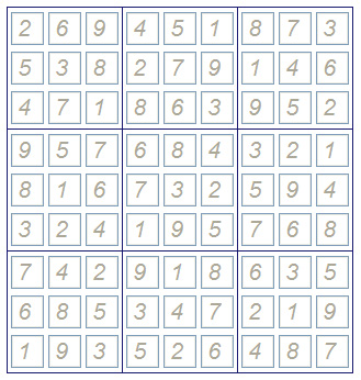 A solved Sudoku puzzle