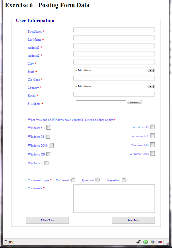Example of an acceptable form page