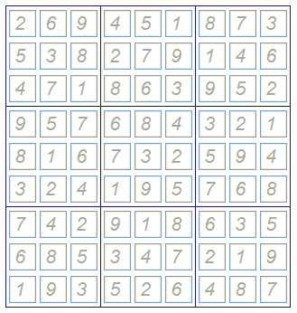 A solved Sudoku puzzle